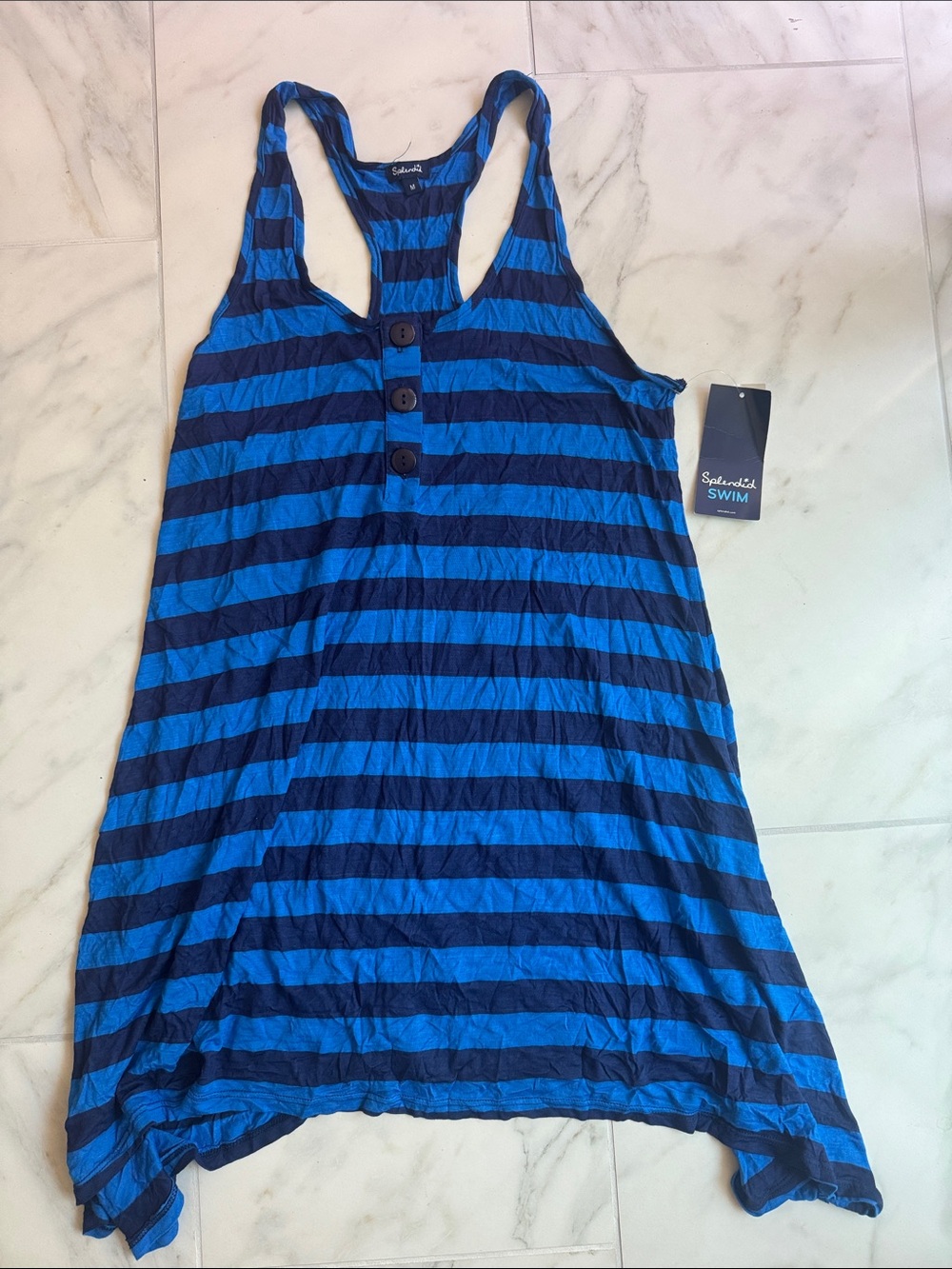 Splendid Blue and Navy Striped Swim Coverup NWT! size M